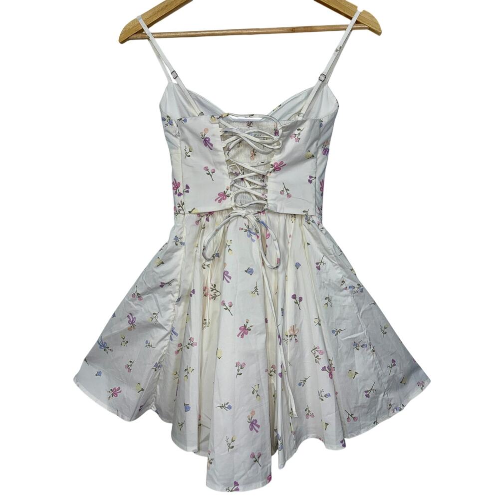 NWT Babyboo Analeigh White Multi Floral Corset Fit & Flare Mini Dress Size Small - Picture 11 of 16